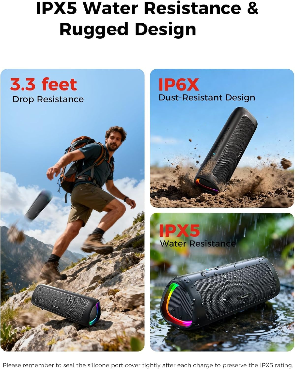 20W Bluetooth Speaker Portable Wireless Speaker with HD Sound, IPX5 Waterproof & 24H Playtime
